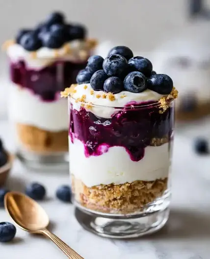 NO-BAKE BLUEBERRY CHEESECAKE PARFAITS