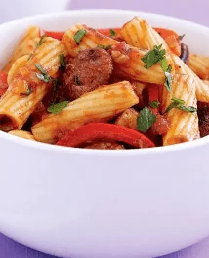 Chorizo and capsicum tortiglioni recipe for two