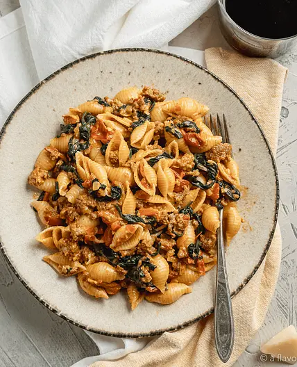 Creamy Chorizo Pasta with Spinach