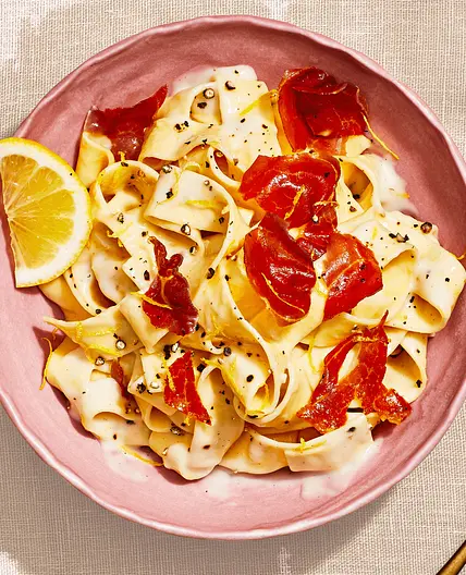 Creamy Lemon Pappardelle With Crispy Prosciutto