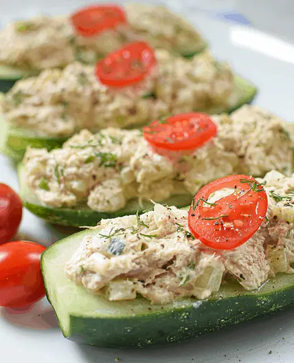 Tuna Salad Cucumber Boats