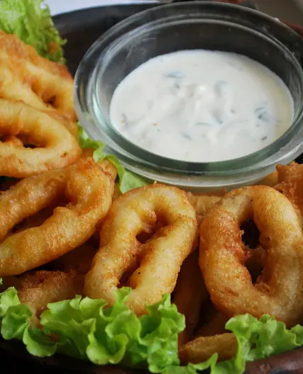 Beer-Battered Calamari with Garlic-Lemon Mayonnaise