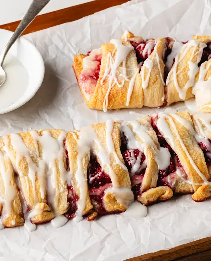 Raspberry-Cream Cheese Holiday Crescent Danish