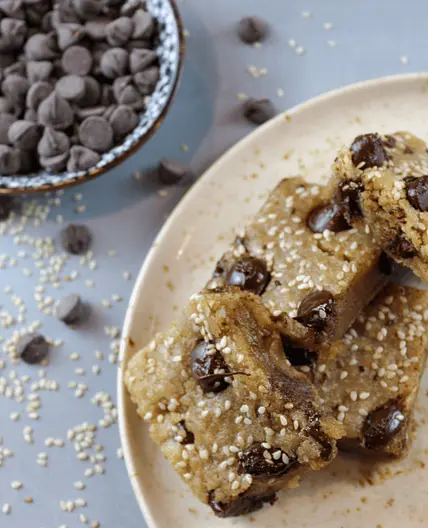 Tahini Chocolate Chip Cookie Squares