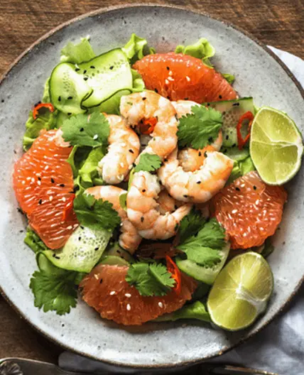 Grapefruit prawn salad