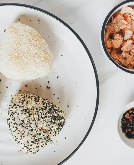 Salmon Onigiri with Homemade Furikake