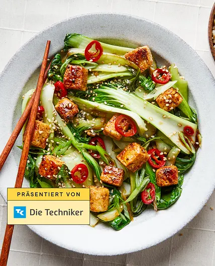 Bok choy and crispy tofu stir fry