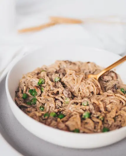Creamy Mushroom Shirataki Spaghetti