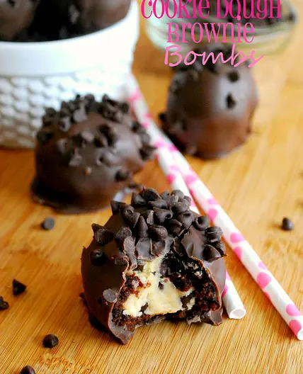 Chocolate Chip Cookie Dough Brownie Bombs