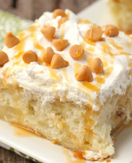 Salted Caramel Apple Poke Cake