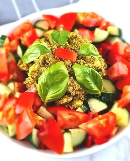 Keto Chicken Salad with Pesto Sauce