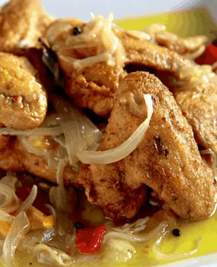 Fried Chicken Wings in Escabeche
