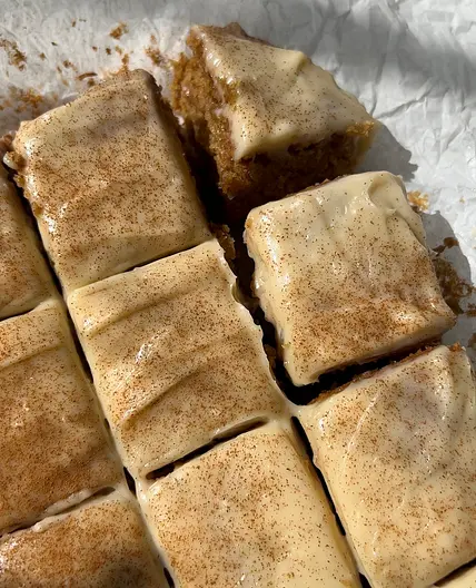 Apple Cinnamon Blondies with Maple Cream Cheese Frosting