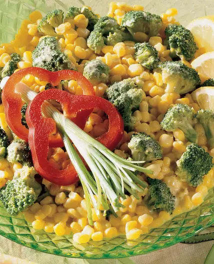 Broccoli and Corn in Gingered Curry Cream