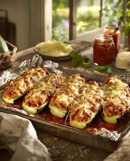 The Best Turkey-Stuffed Zucchini Boat