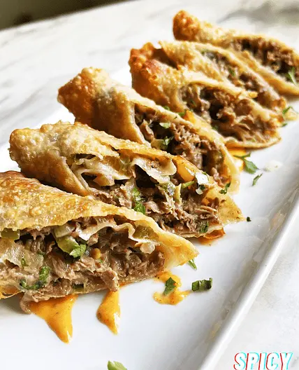 Spicy Cheesesteak Egg Rolls