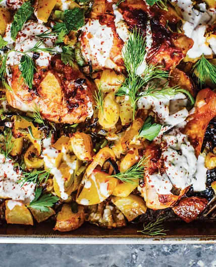 Harissa Chicken With Leeks, Potatoes, & Yogurt