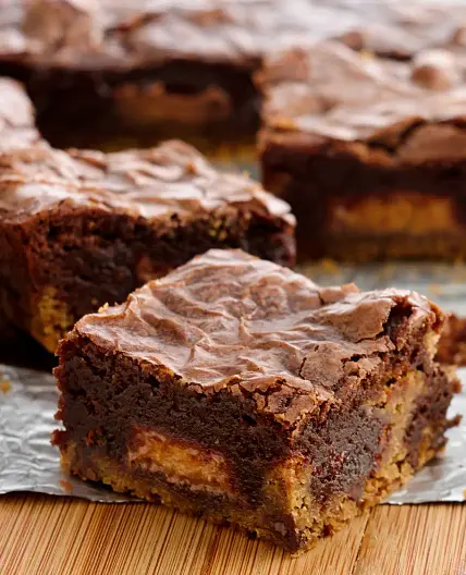 Peanut Butter Cup Cookie Dough Brownies