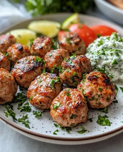 Greek Turkey Meatballs with Tzatziki