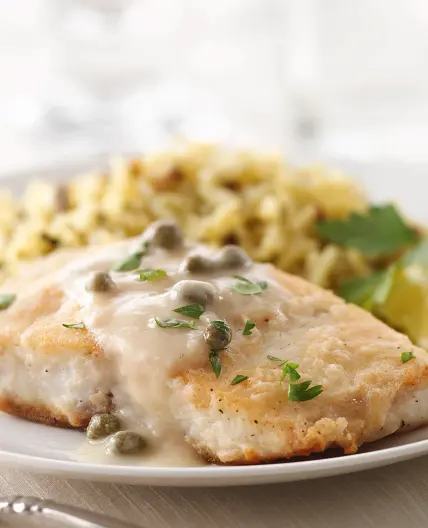 Cobia with Lemon Caper Sauce