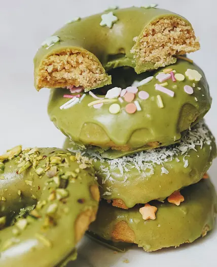 Baked Oat Donuts with Matcha Glaze