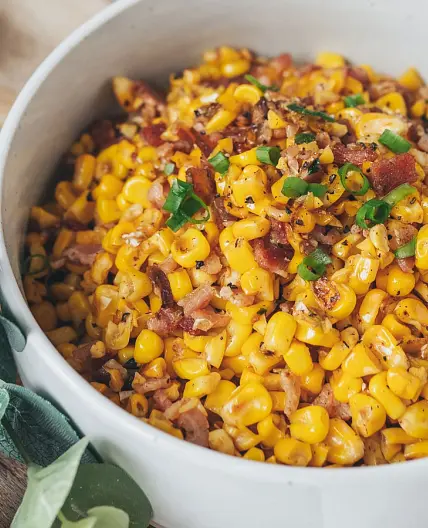 Fresh Corn Sauté with Bacon and Scallion