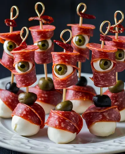 Skewered Salami Eyeballs