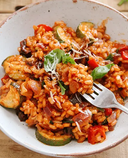 Vegan Tomato & Roasted Vegetable Risotto