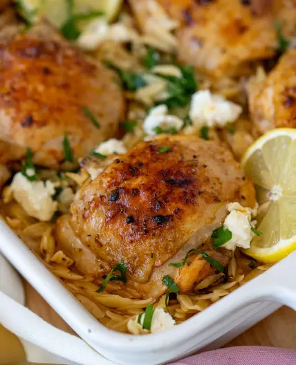One-pan Greek Chicken and Risoni (Orzo)