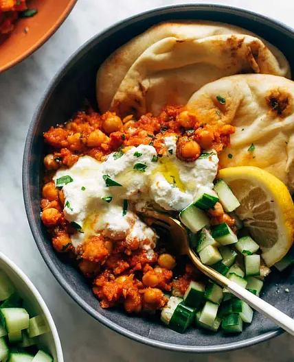 Harissa Chickpeas with Whipped Feta