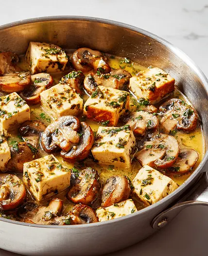 Gedünstete Pilze in Weisswein-Sauce – inspiriert von "Moules-Frites"