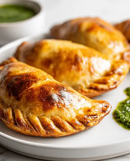 Empanadas aus dem Ofen mit Pilzfüllung, Chimichurri und Tomatensalsa