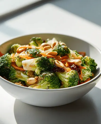 Warmer Asia Brokkoli Salat mit Soja/Miso-Sauce