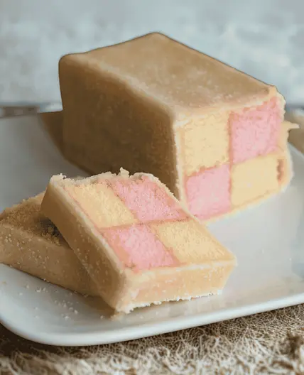 Battenberg Cake (Marzipan Wrapped Almond Sponge)