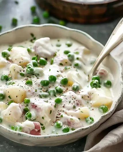 Classic Creamed Potatoes and Peas