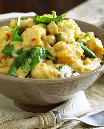 Pumpkin and chickpea satay