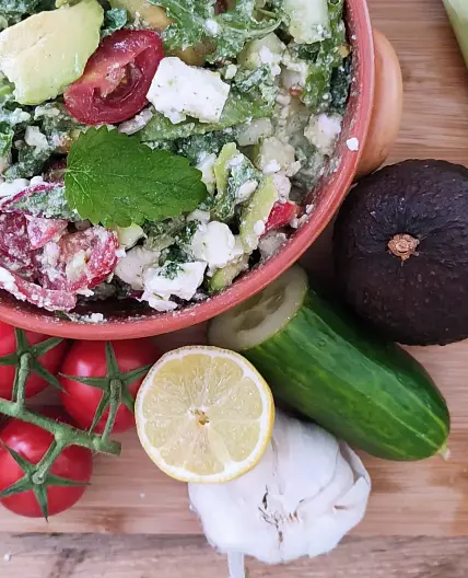 Easy Mediterranean Avocado Feta Salad