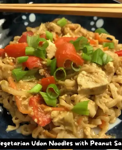 The Best Vegetarian Udon Noodles with Peanut Sauce