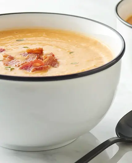 Creamy Sweet Potato, Apple and Bacon Soup