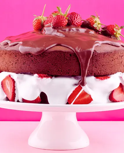 Gluten Free Chocolate Cake Recipe with Strawberries & Whipped Cream