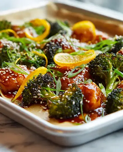 Sheet Pan Chili Ginger Orange Chicken & Broccoli (30 Minutes)
