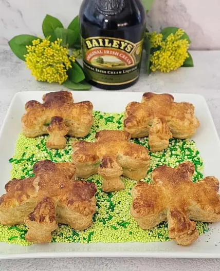 Puff Pastry Shamrocks with Baileys Irish Cream