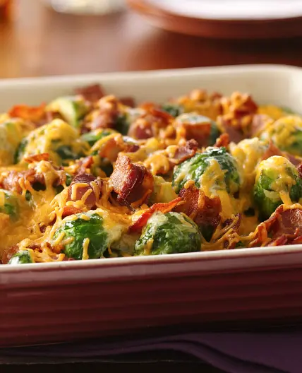 Cheesy Bacon Brussels Sprouts