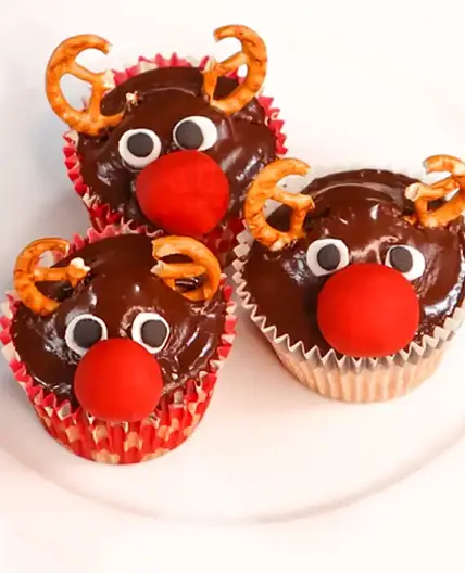 Red Nose Reindeer Cupcakes
