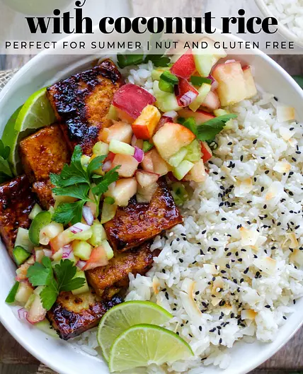 Sticky Chili Lime Tofu with Coconut Rice