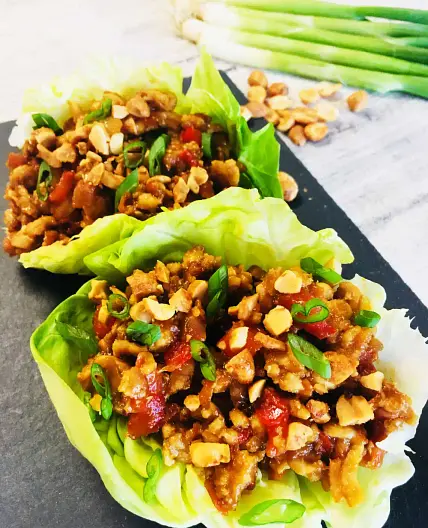 Blackstone Peanut Chicken Lettuce Wraps