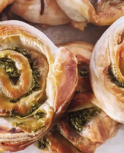 Homemade Pesto Pinwheels - Puff Pastry