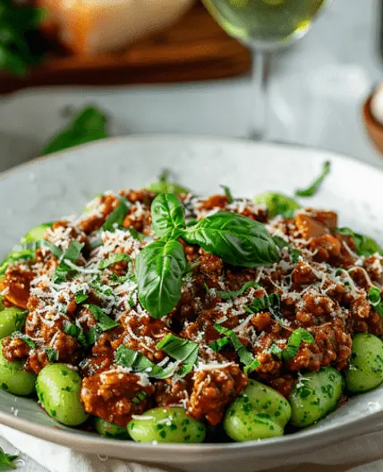 Ñoquis de Kale con Bolognesa Vegetariana