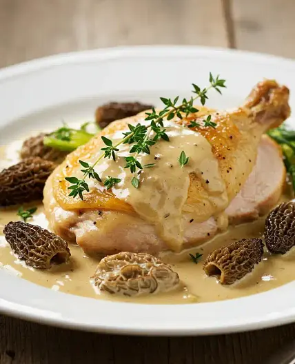 Poulet de Bresse au Vin Jaune et Morilles