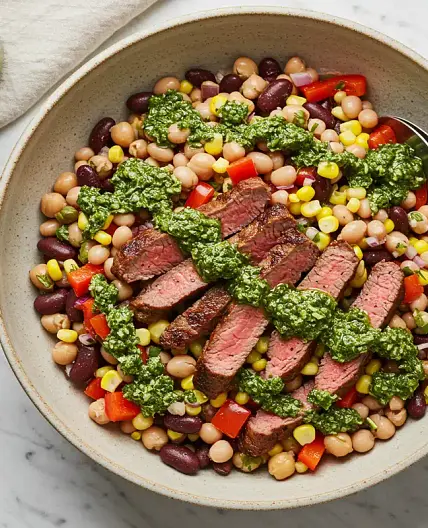 Steak Chimichurri Dense Bean Salad